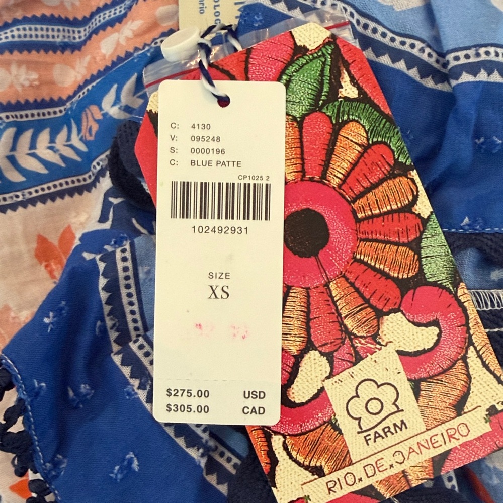 FARM RIO X ANTHROPOLOGIE RUFFLE-SLEEVE SMOCKED MAXI DRESS, toucan in bloom scarf - Picture 4 of 7